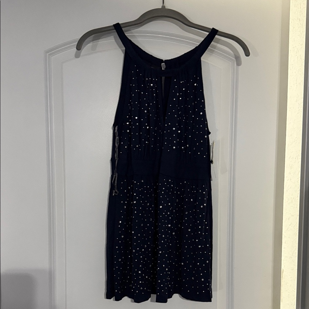 INC International Concepts Navy Top with Metallic Details